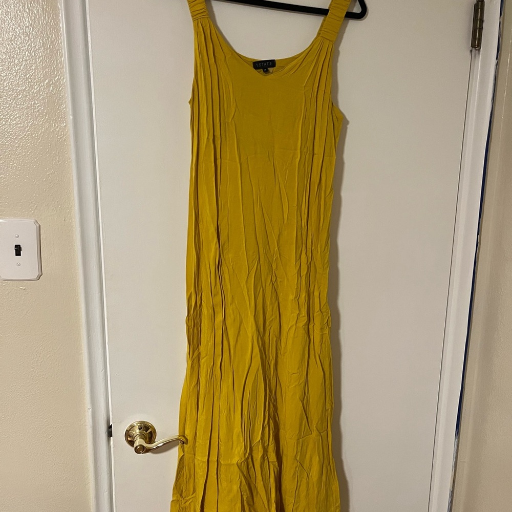 1. State Yellow Pleated Ruched Coverup Sundress